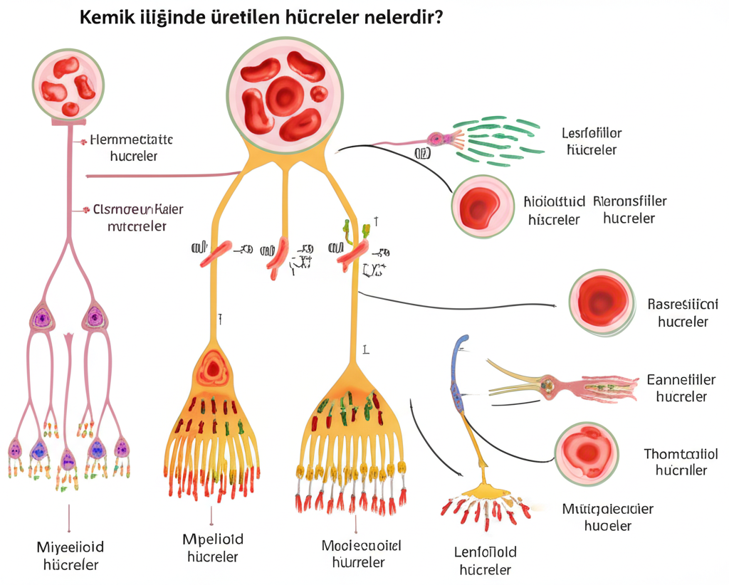 Kemik iliğinde üretilen hücreler nelerdir?